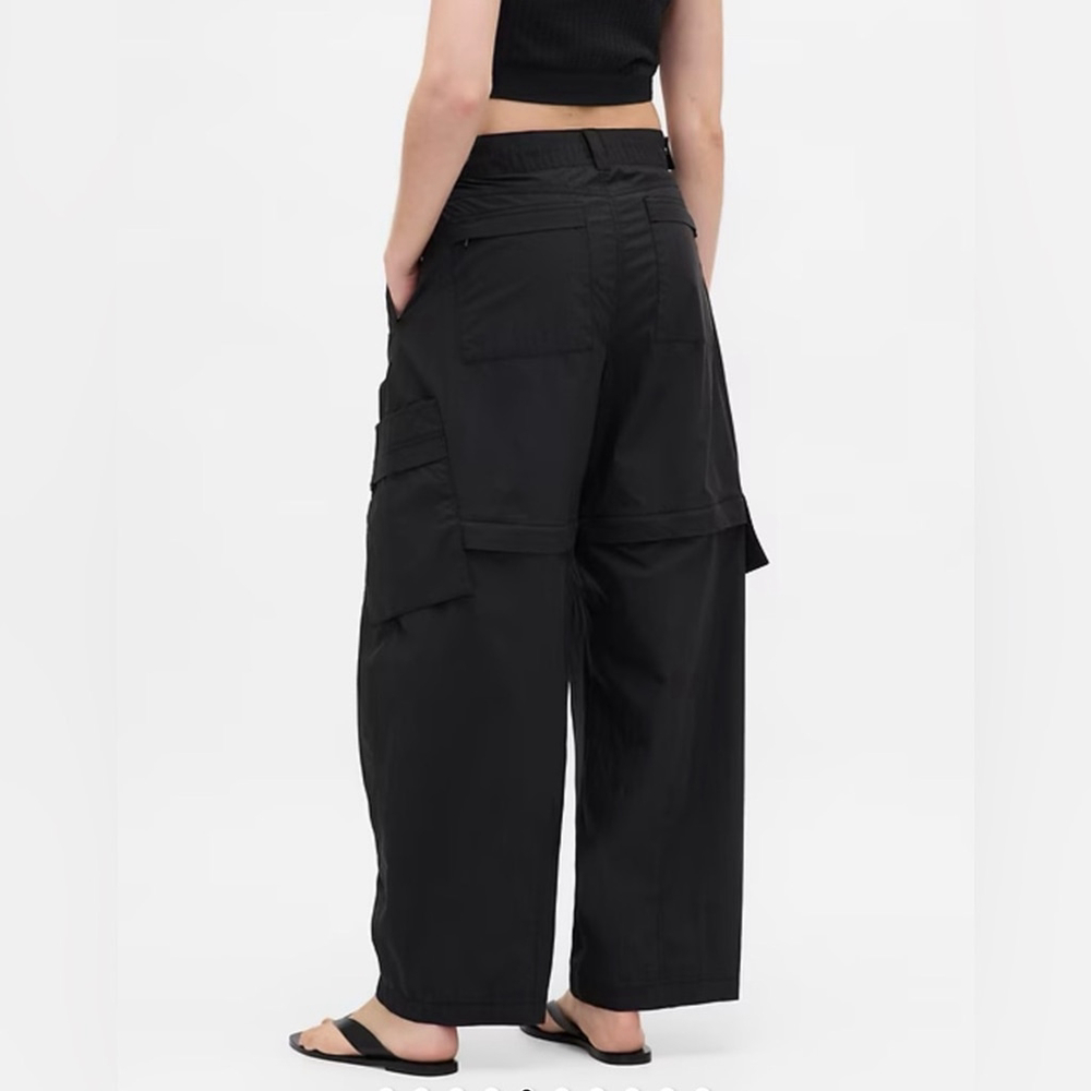 Gap × BÉIS Convertible Cargo Barrel Pants black 8 shorts - Picture 2 of 11